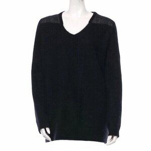 J Brand Angora Blend Black Sweater Womens Oversized Size S V-Neck